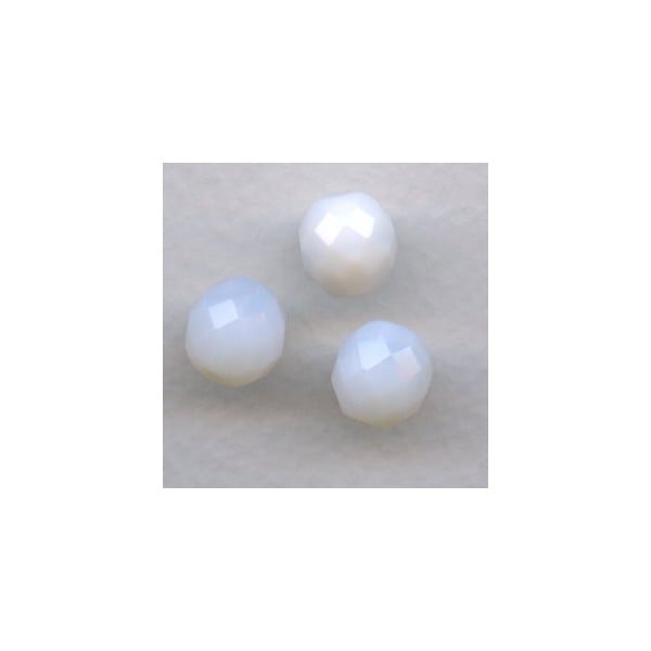 White Opal Fire Polished Round Faceted Beads 10mm (12)