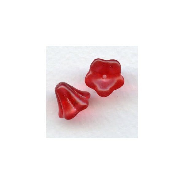 ^Ruby Satin Lucite Flower Beads 12x10mm (12)