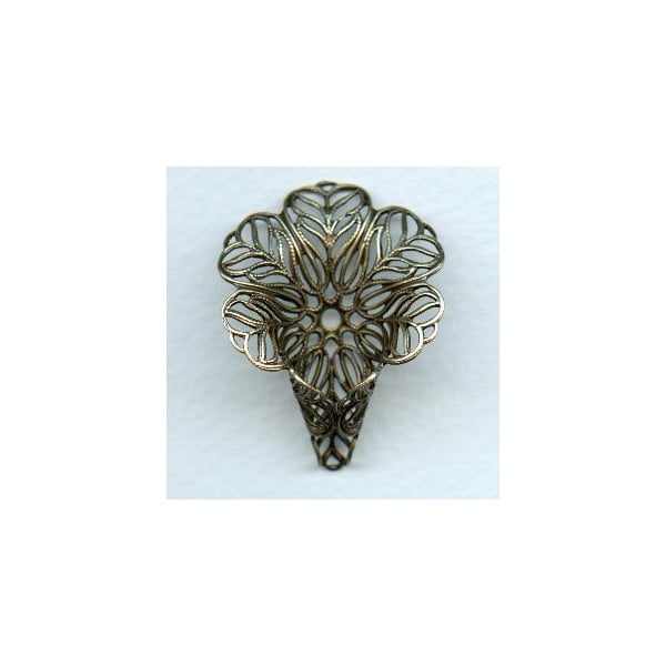 ^Flower Shaped Filigree Cone Oxidized Brass 34mm (1)