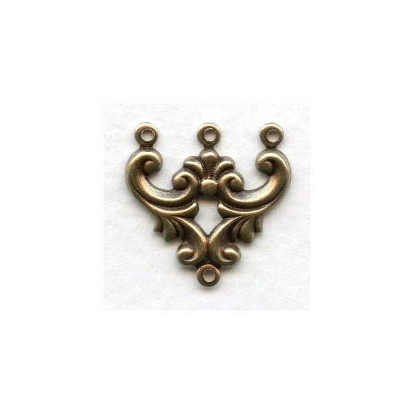 Ornate Three Strand Connectors Oxidized Brass