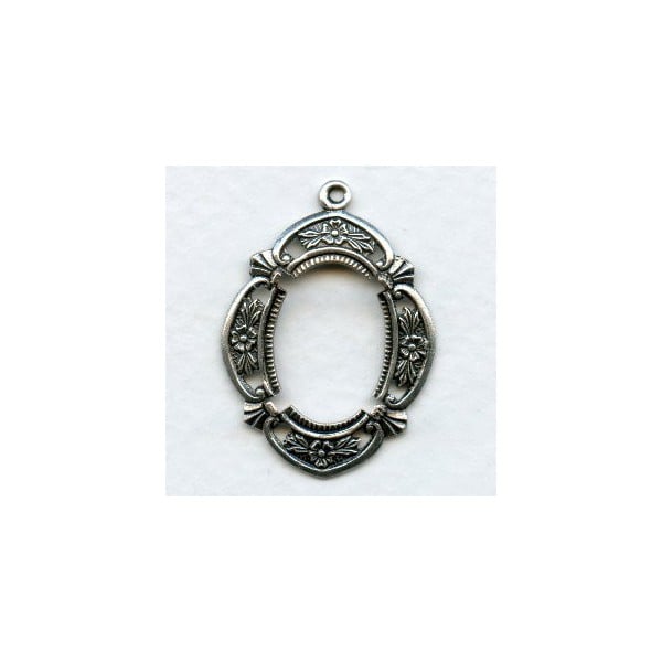 Fancy Floral Open Back Setting 18x13mm Oxidized Silver (1)
