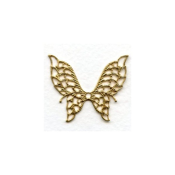 ^Filigree Butterfly Wings Raw Brass 40x33mm