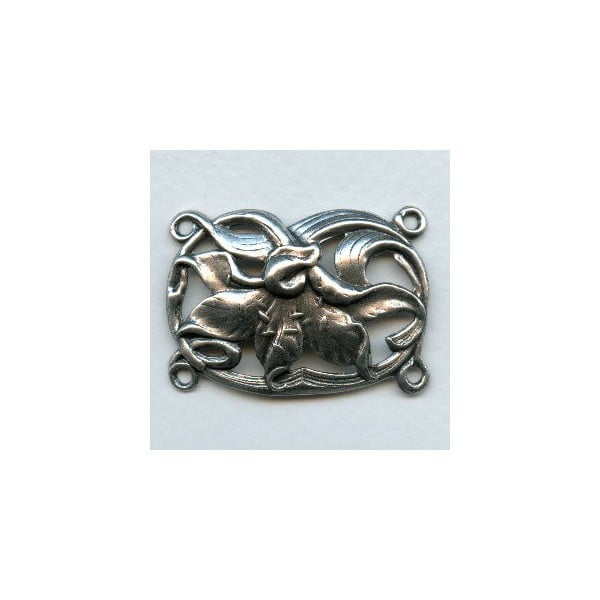 Art-Nouveau Style Components Oxidized Silver 40x28mm (2)