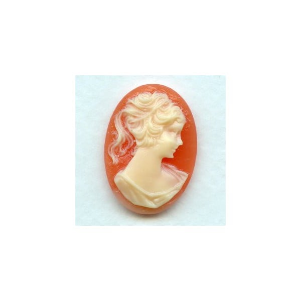 Cameos Girl in a Ponytail Ivory on Carnelian 25x18mm