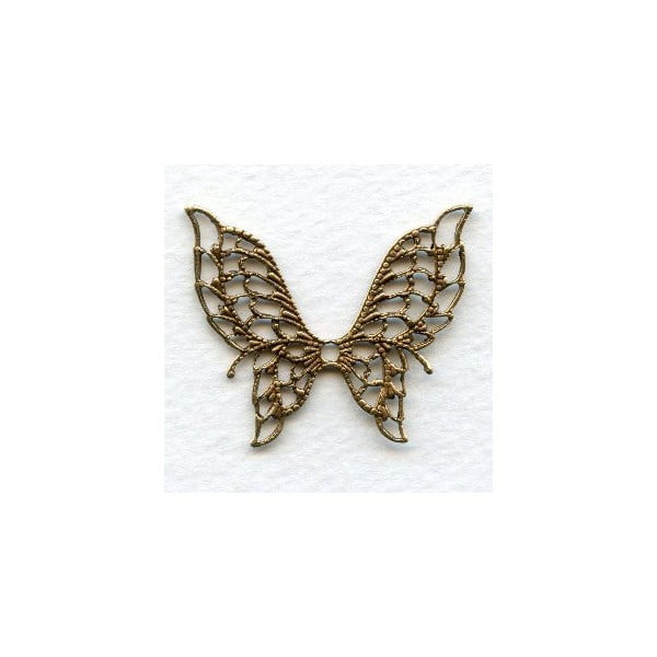 Filigree Butterfly Wings Oxidized Brass 40x33mm