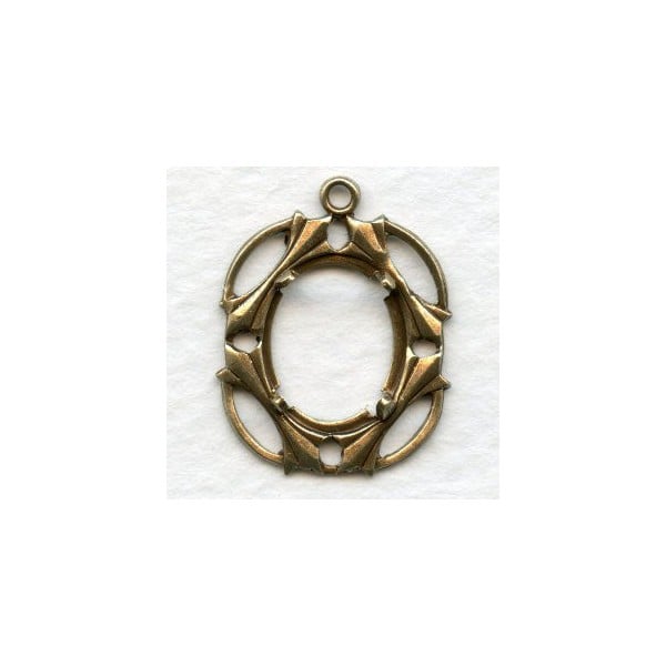 Openwork Oxidized Brass 10x8mm Setting Pendant