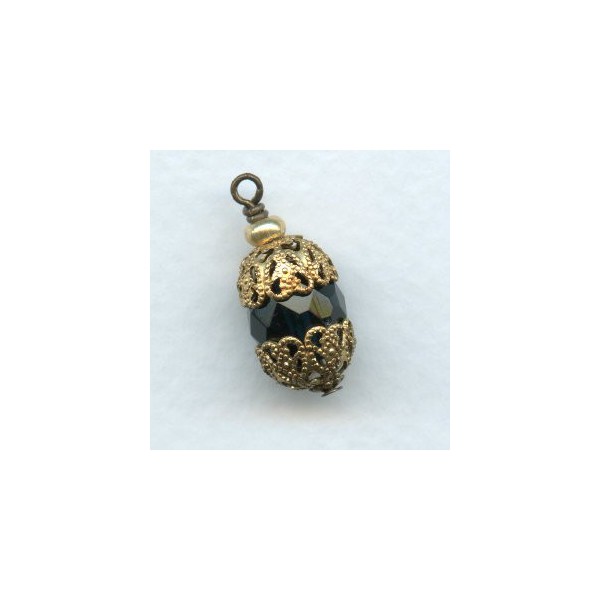 Filigree Flower Bead Caps Raw Brass 9mm (4) - Image 2
