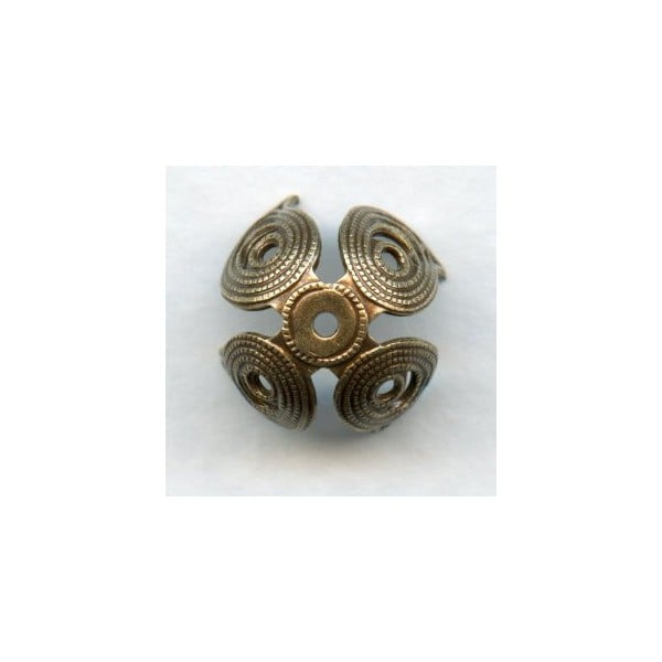 Grand Filigree Petals 13mm Bead Cap Oxidized Brass (6) - Image 2