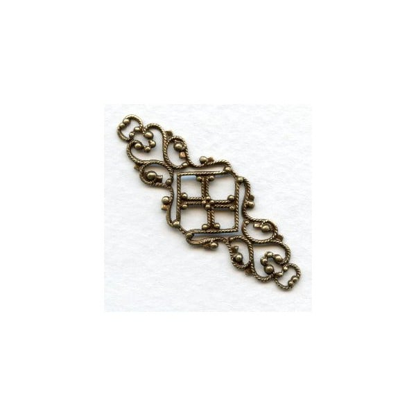Feminine Filigree Ornate Connector 45mm Brass (6)