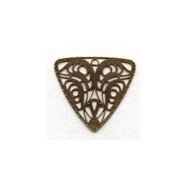 ^Flat Filigree 38mm Triangle Oxidized Brass (1)