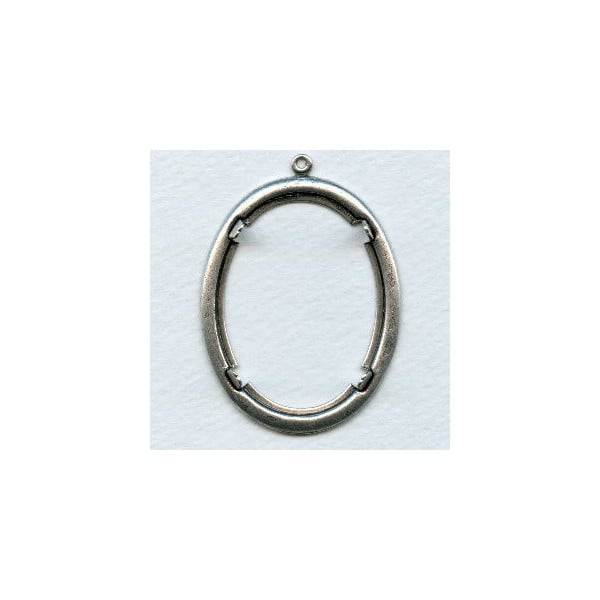 ^Smooth Edge Settings Oval 40x30mm Oxidized Silver
