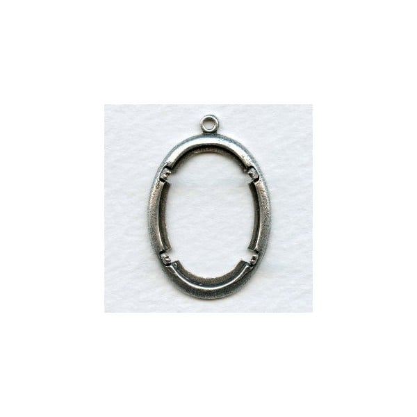 Smooth Edge Settings 25x18mm Oxidized Silver