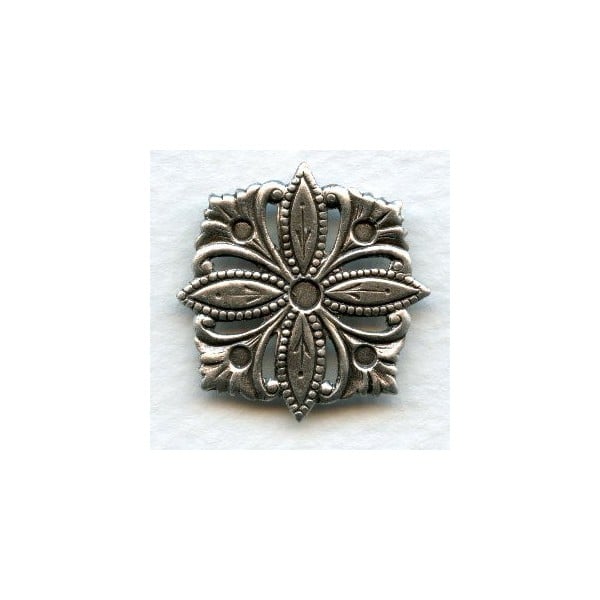 Decorative Square Floral Embellishment Oxidized Silver (4)