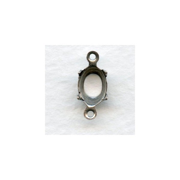 Open Back 8x6mm Setting Connectors Oxidized Silver (12)