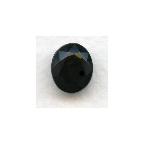 ^Jet Glass Oval Unfoiled Jewelry Stones 12x10mm