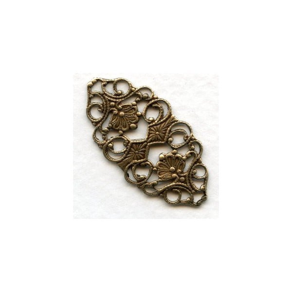 Ornate Flat Filigree Connector 32mm Oxidized Brass (6)
