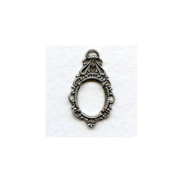 Ornate Drop Pendant 12x10mm Setting Oxidized Silver