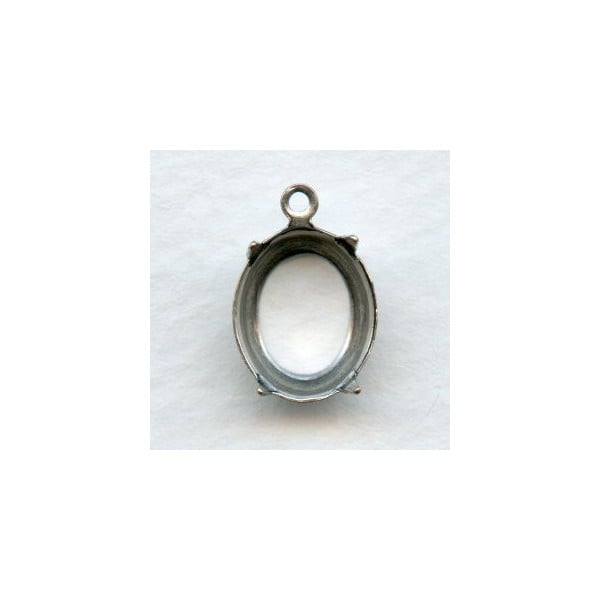 Oval Settings Oxidized Silver 12x10mm (12)