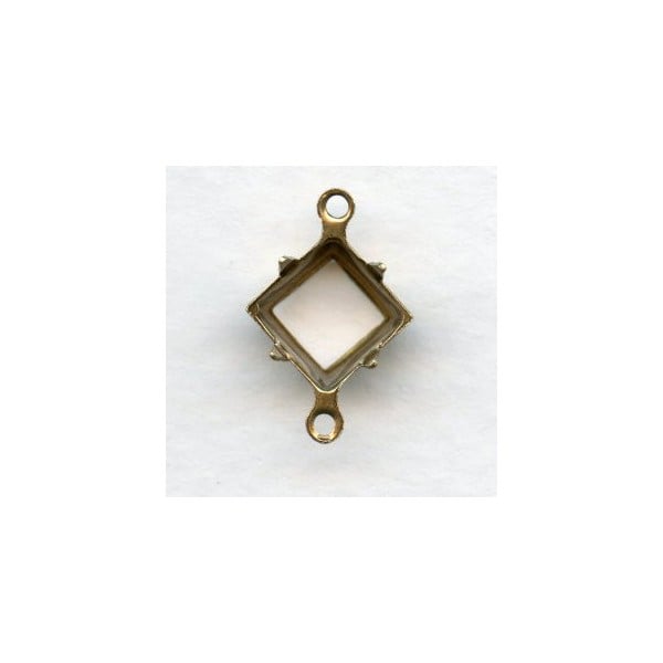 ^Open Back Square 8x8mm Settings 2 Loops Oxidized Brass (12)