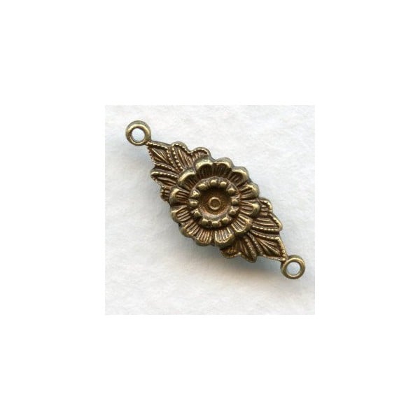Floral Connector 3mm Setting Well Oxidized Brass (12)