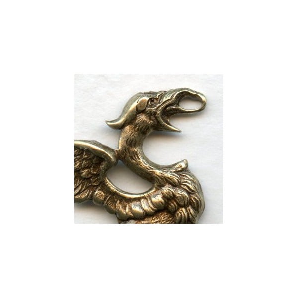 Medieval Style Griffin Stampings Oxidized Brass (1 set) - Image 2