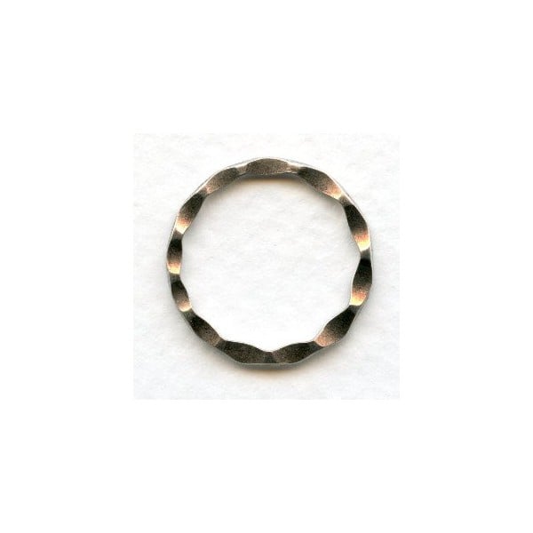 Hammered Round 21mm Connector Rings Oxidized Silver (6)