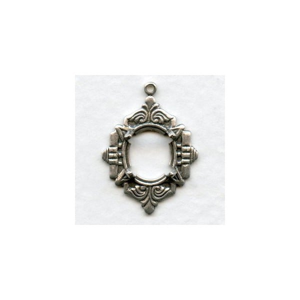 Art Deco Inspired 10x8mm Settings Oxidized Silver (2)