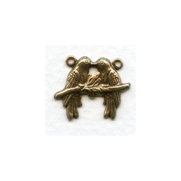 Lovebirds on a Branch Connectors Oxidized Brass