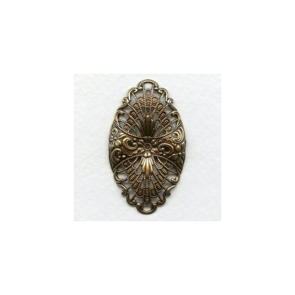 European Filigree Oval Oxidized Brass 46mm (1) - Image 2