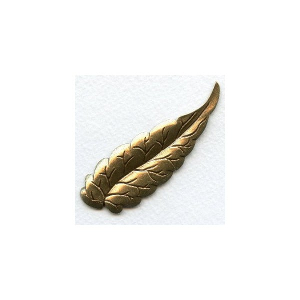 Long Slender Leaf Stamping Oxidized Brass 77mm (6)