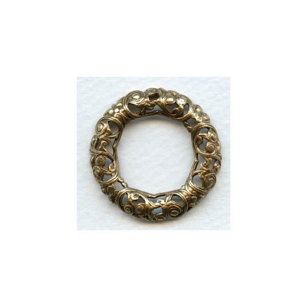 Round Ornate Framework Oxidized Brass 32mm (1)