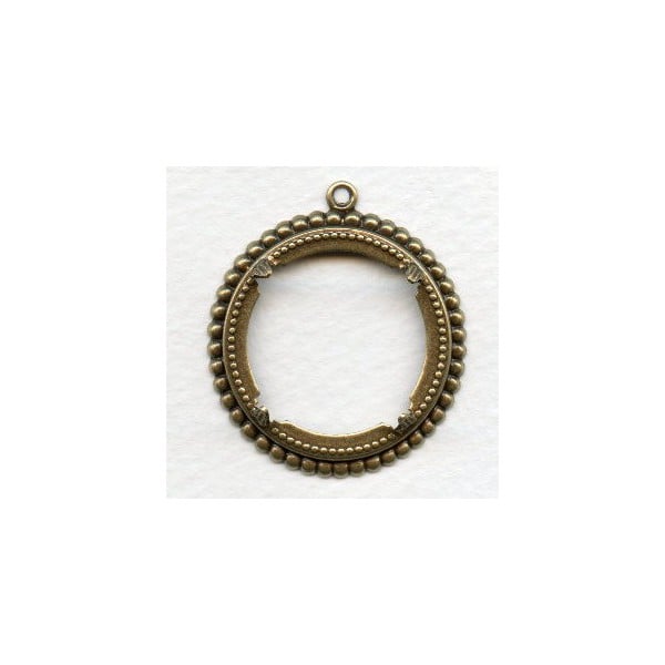 Beaded Detail Open 25mm Settings Oxidized Brass (6)