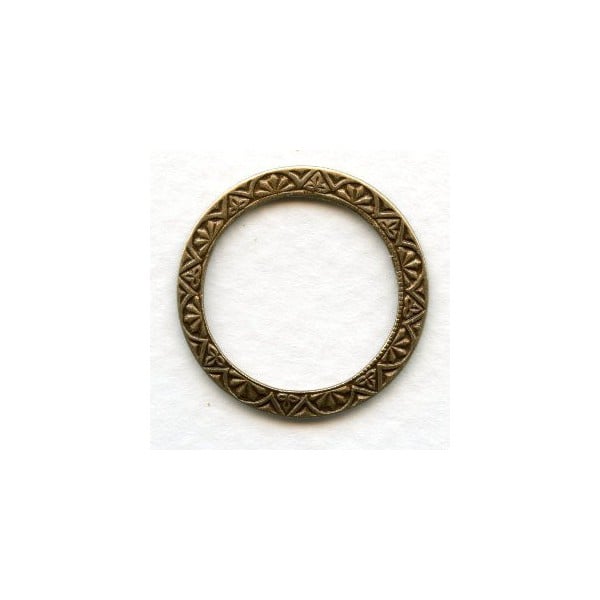 Elegant Embossed Connector Rings Oxidized Brass 25mm (6)