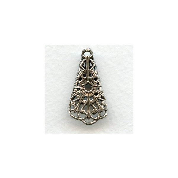 Filigree Ornate Fan Fold 29x15mm Oxidized Silver (2) - Image 2