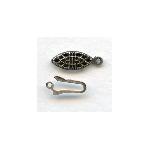 ^Single Strand Oval Pearl Clasps Oxidized Silver (6)