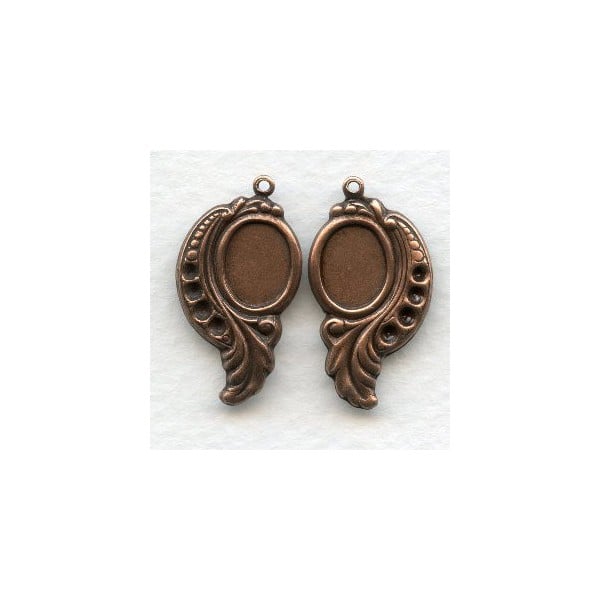 Leaf Settings 10x8mm and Rhinestones Oxidized Copper (6 sets)