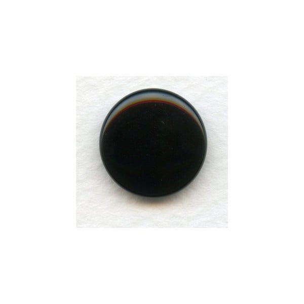 Jet Glass Cabochon Round Buff-Top 18mm