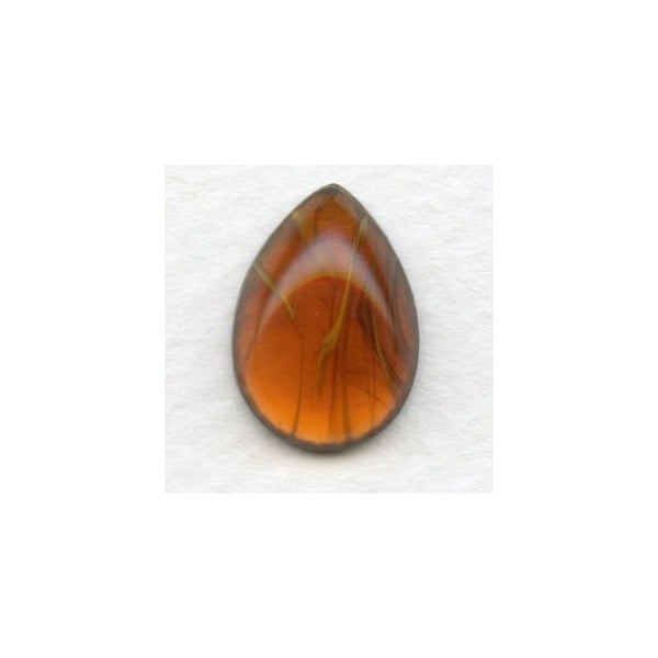 Vintage 18x13mm Pear Glass Cabochon Topaz Swirls
