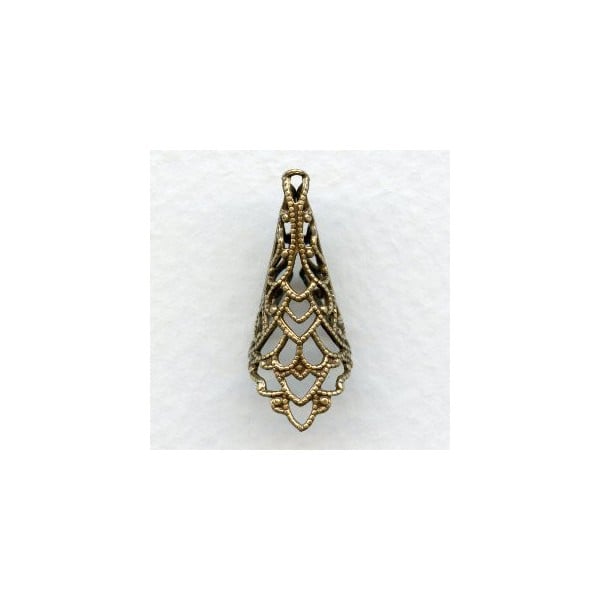 Filigree Cone 26mm Oxidized Brass (3)