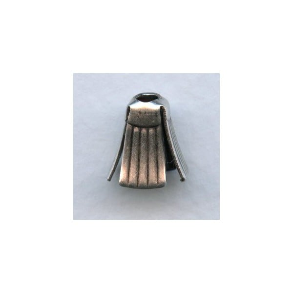 Pleated Skirt Bead Caps Oxidized Silver 12mm (12)