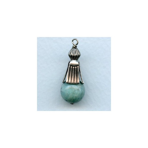 Pleated Skirt Bead Caps Oxidized Silver 12mm (12) - Image 2