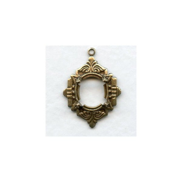 Art Deco Inspired 10x8mm Settings Oxidized Brass (2)