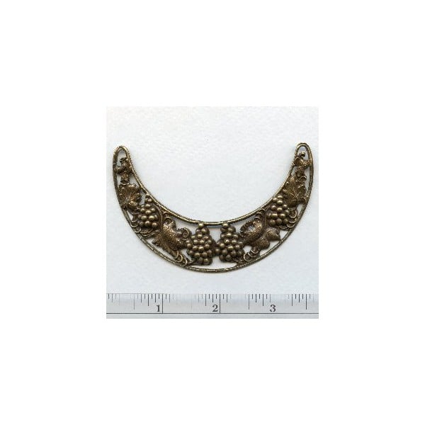 Grapes and Vines Oxidized Brass Necklace Focal (1)