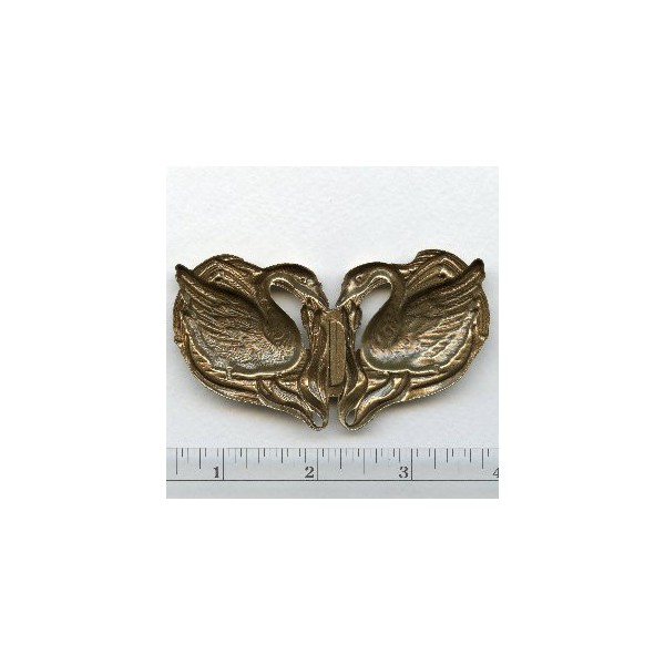 Double Swans Buckle Stampings Oxidized Brass - Image 2
