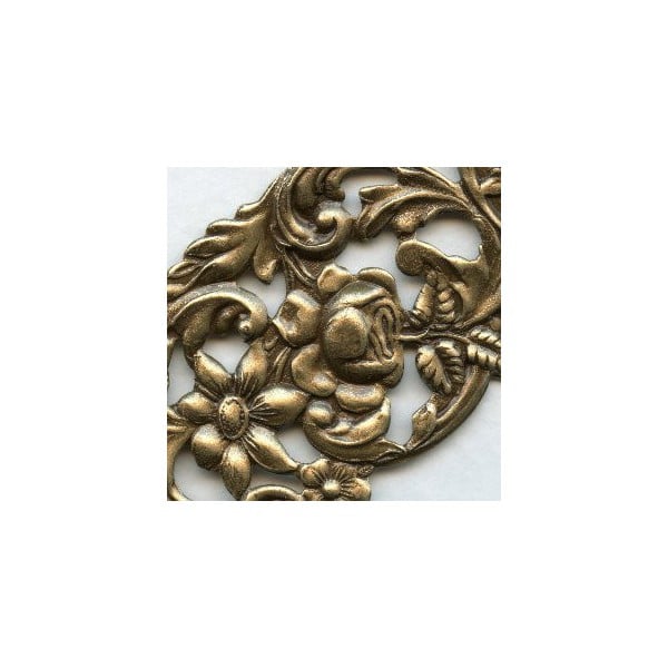 Impressive Floral Stamping Oxidized Brass 125mm (1) - Image 2