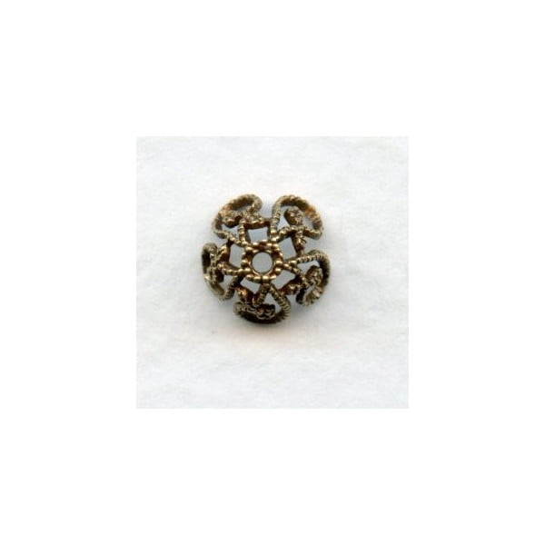 Victorian Style Filigree Bead Caps Oxidized Brass (6) - Image 2
