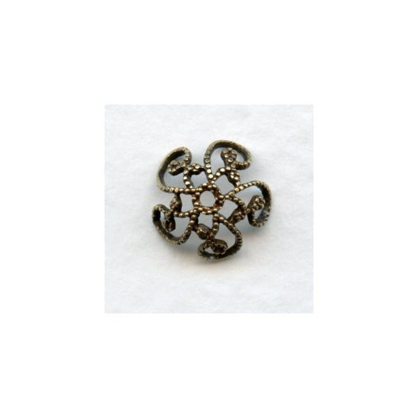 Victorian Style Filigree Bead Caps 10mm Oxidized Brass (6)