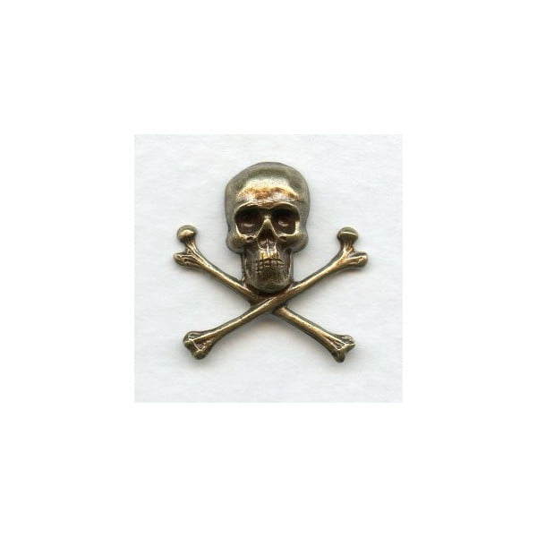 Skull and Crossbones 21mm Oxidized Brass (6)