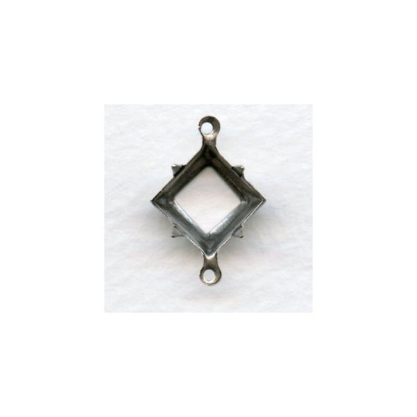 Open Back Settings 2 Loops 10x10mm Oxidized Silver (12)