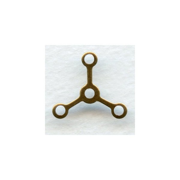 ^Three Loop Connector with a Rivet Hole Oxidized Brass